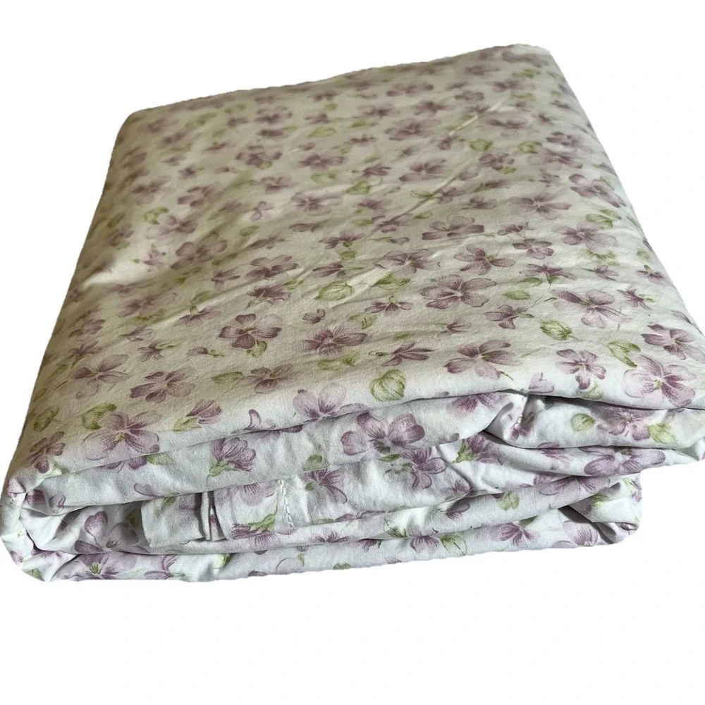 Ralph Lauren Emilie Lavender Violets Queen  Flat Sheet Vtg Shabby Floral Cottage